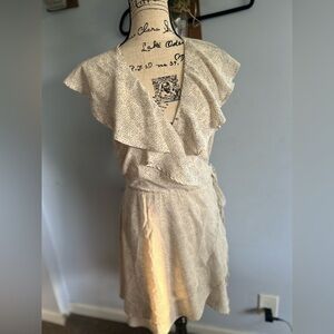 Gilli Mini dress ruffle neck overlapping strap bohemian spotted summer vacation